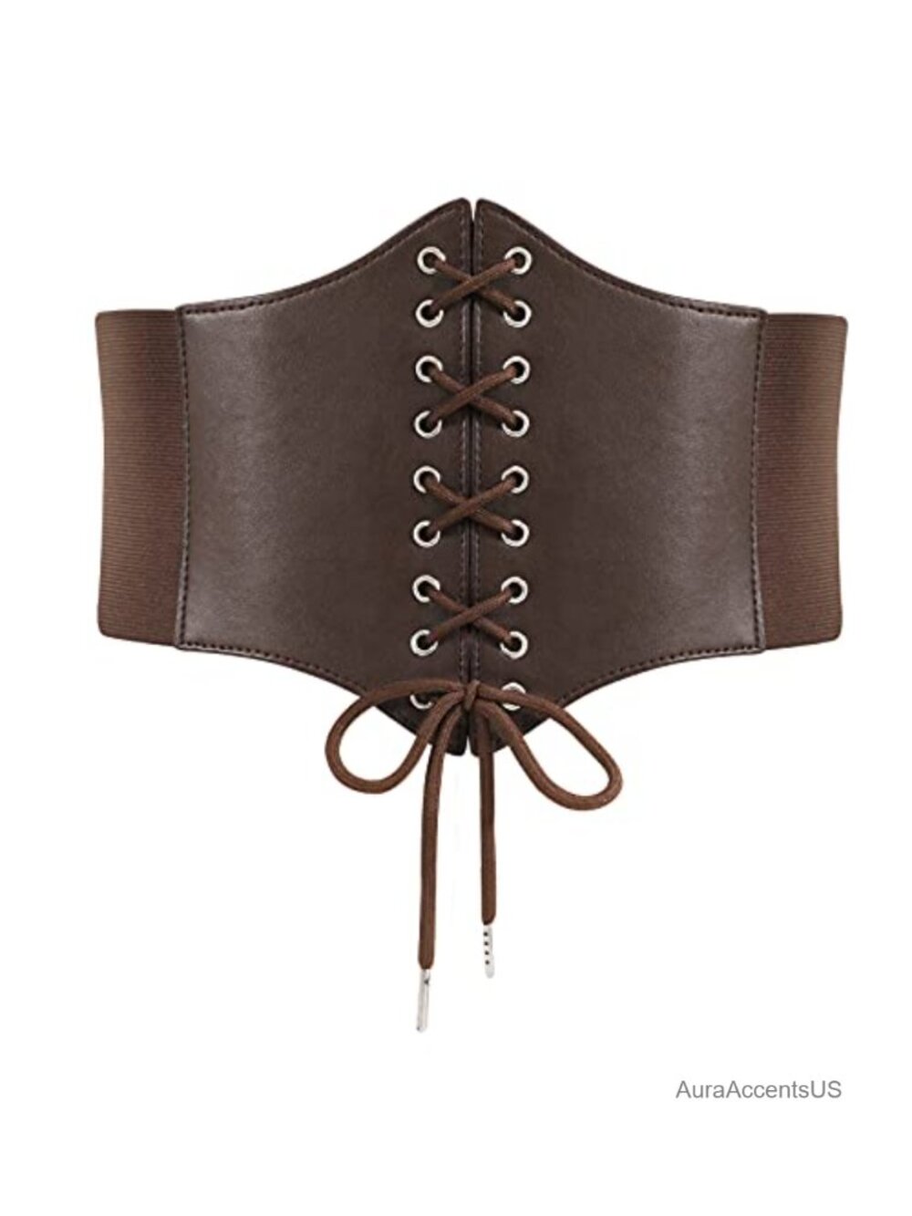 Faux Leather Lace-Up Cinch Belt Retro Waspie Corset Elastic Waist